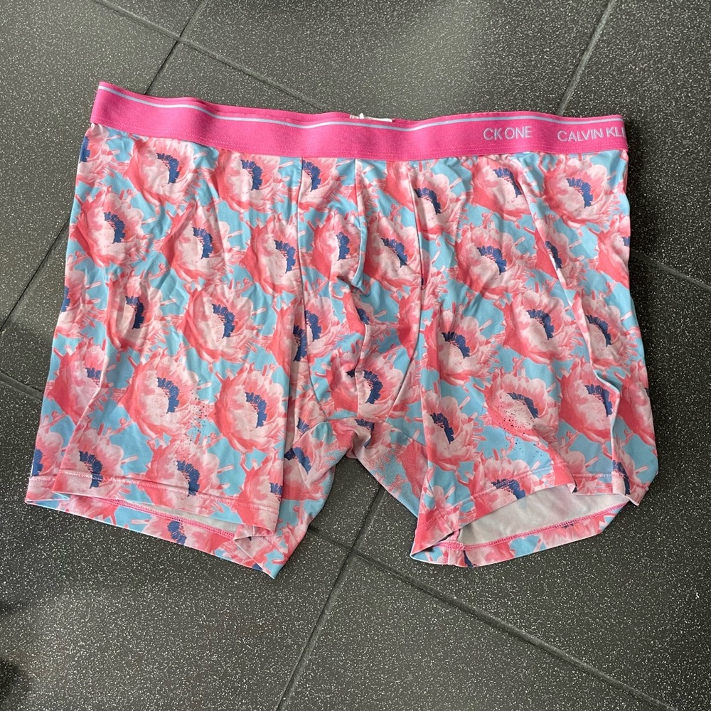 Calvin Klein Pink and Blue Striped Boxer Briefs